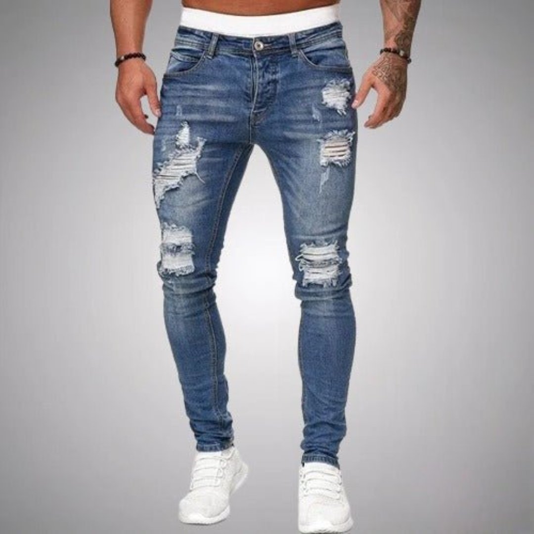 Larset | Herren Lässig Zerrissen Jeans | Bequem