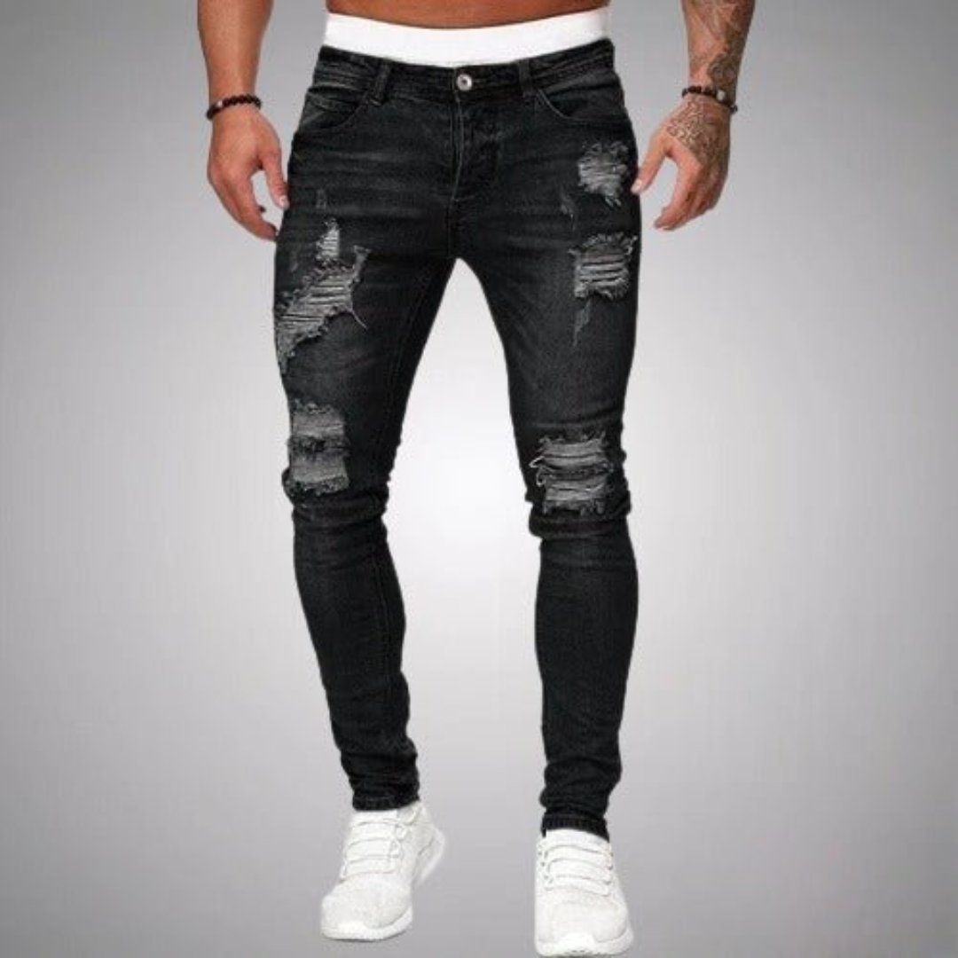 Larset | Herren Lässig Zerrissen Jeans | Bequem